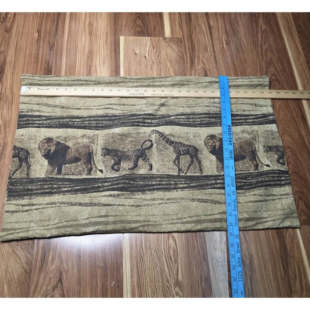 Vtg Dan‎ River Pillowcase Standard African Safari Animals Brown Percale USA